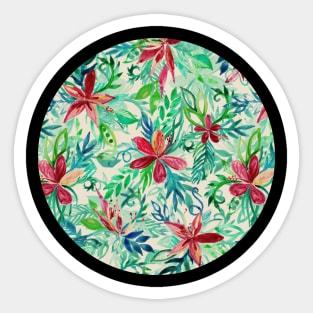 Vintage Tropical Floral - a watercolor pattern Sticker